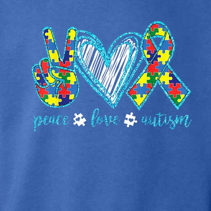 Autism Puzzle Piece Peace Love Autism Awareness Toddler Hoodie