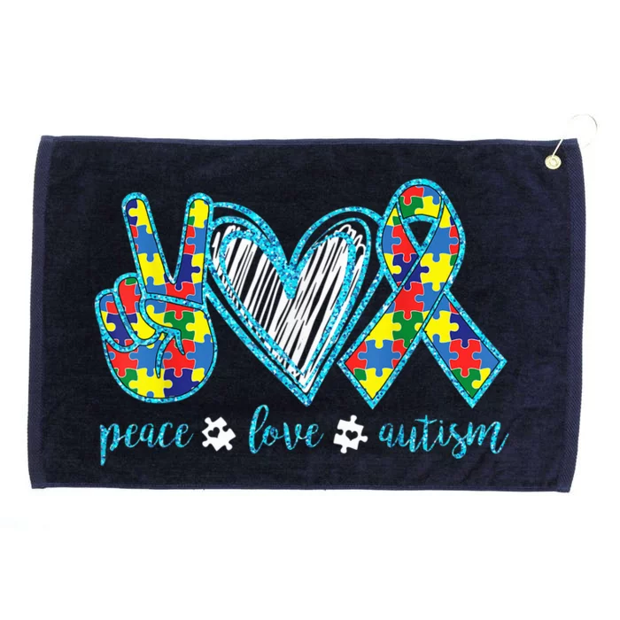 Autism Puzzle Piece Peace Love Autism Awareness Grommeted Golf Towel