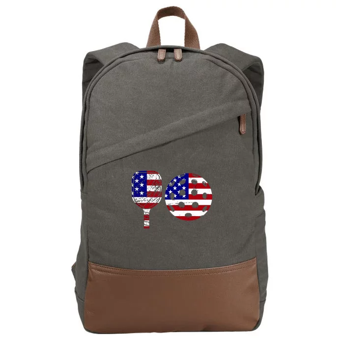 American Pickleball Paddle And Ball Cotton Canvas Backpack