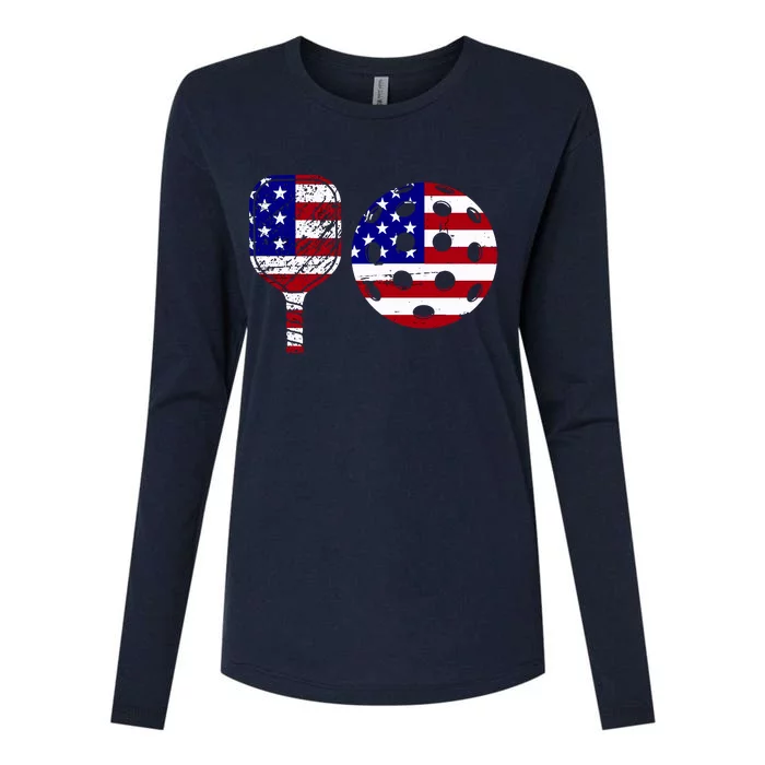 American Pickleball Paddle And Ball Womens Cotton Relaxed Long Sleeve T-Shirt