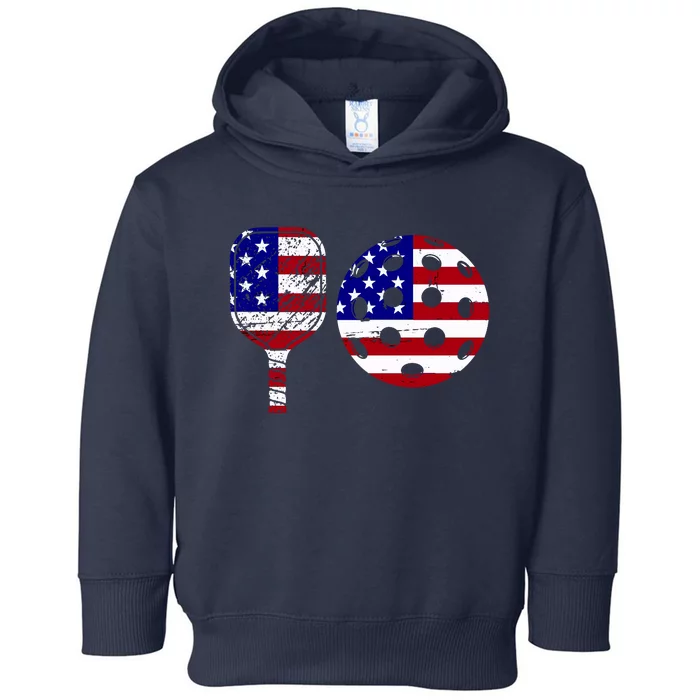 American Pickleball Paddle And Ball Toddler Hoodie