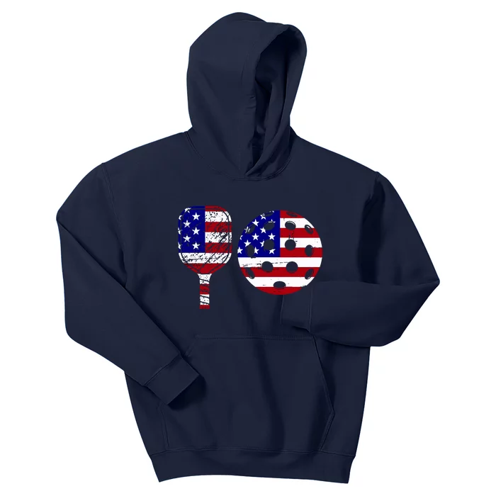 American Pickleball Paddle And Ball Kids Hoodie