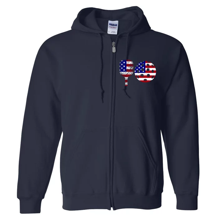 American Pickleball Paddle And Ball Full Zip Hoodie