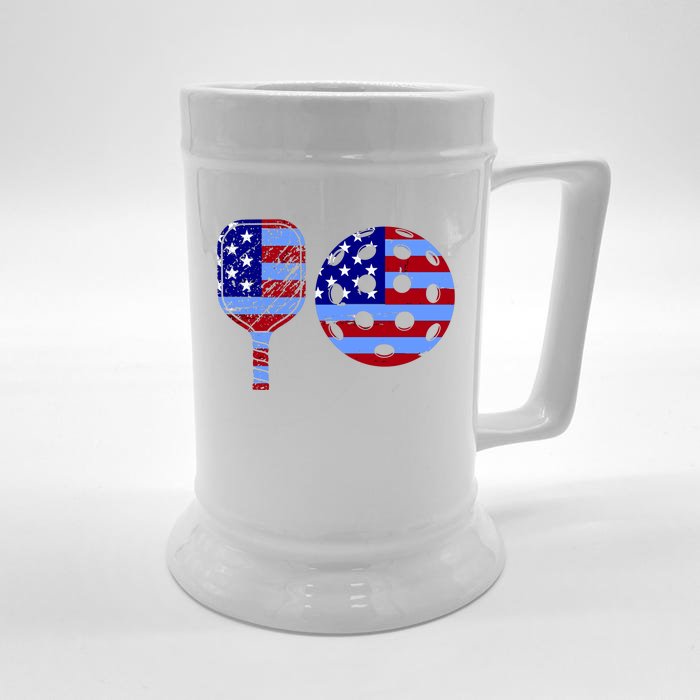 American Pickleball Paddle And Ball Front & Back Beer Stein