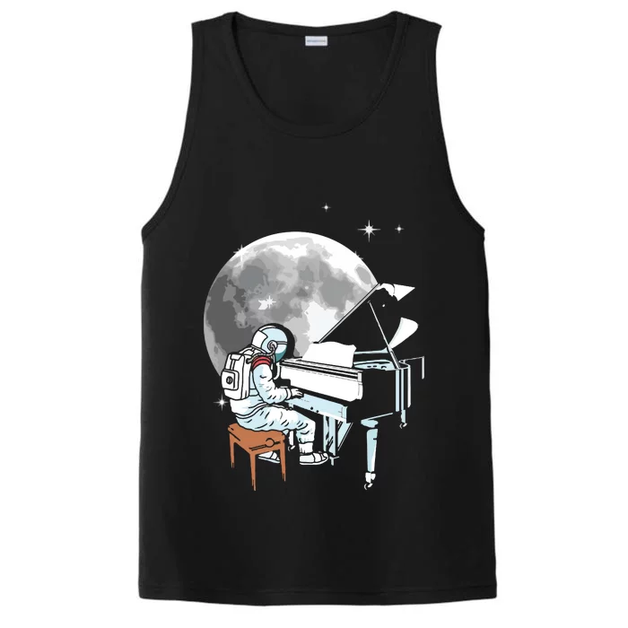 Astronaut Playing Piano Instrument Musician Pianist Performance Tank