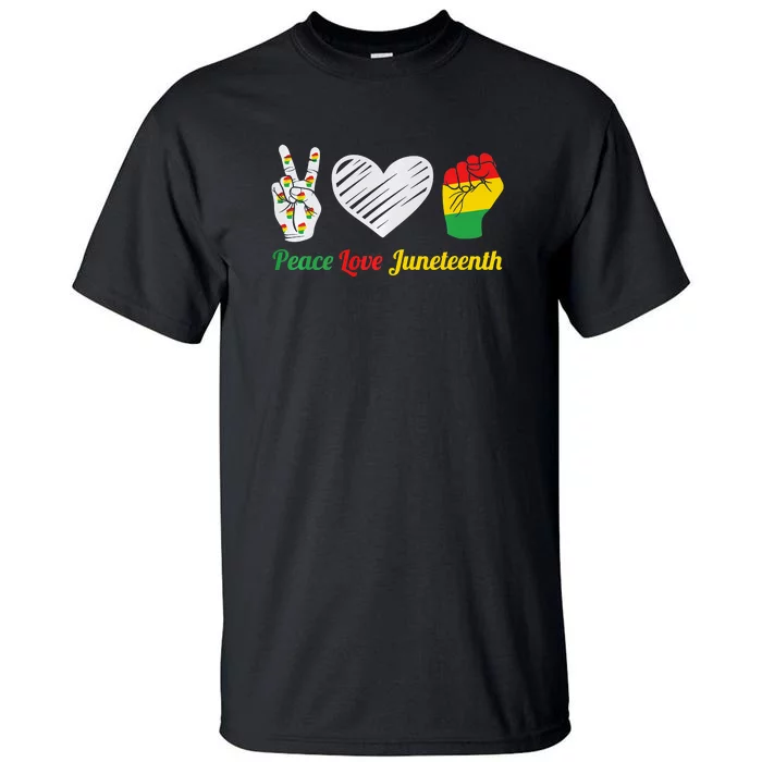 African Pride Peace Love Juneteenth Gift Tall T-Shirt