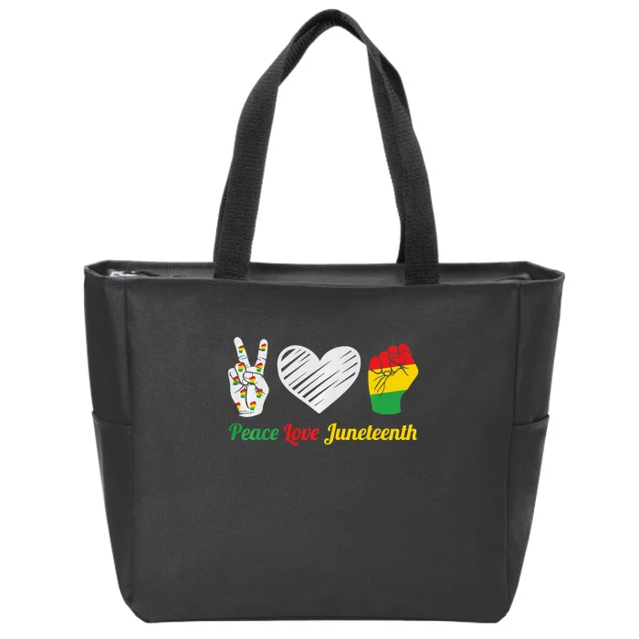 African Pride Peace Love Juneteenth Gift Zip Tote Bag