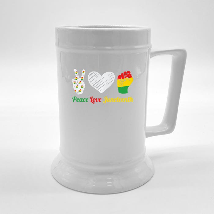 African Pride Peace Love Juneteenth Gift Front & Back Beer Stein