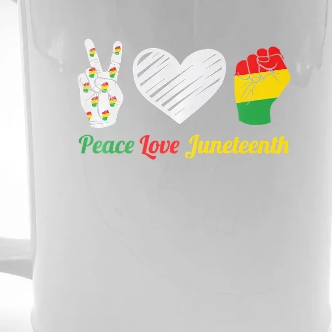 African Pride Peace Love Juneteenth Gift Front & Back Beer Stein