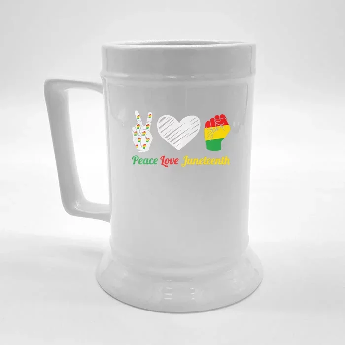 African Pride Peace Love Juneteenth Gift Front & Back Beer Stein