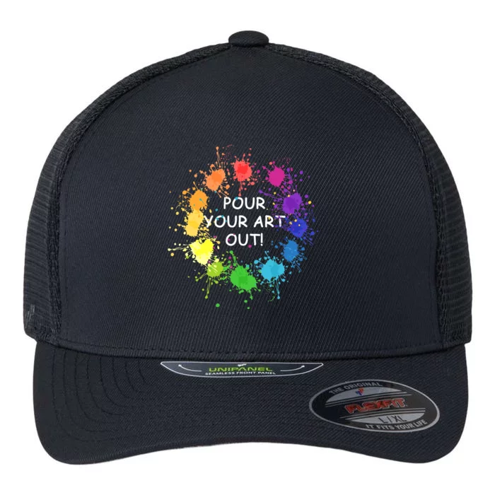 Acrylic Paint Pouring Artist Fluid Art Painter Color Wheel Flexfit Unipanel Trucker Cap