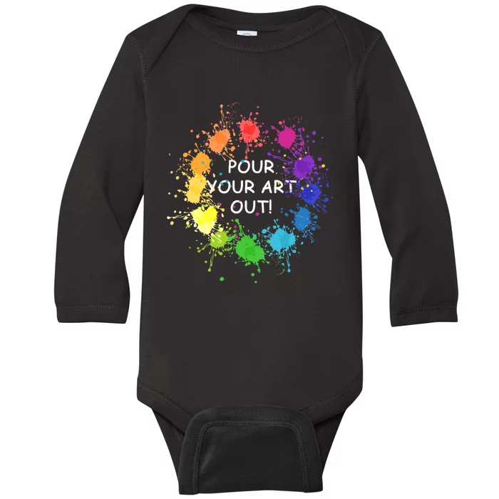 Acrylic Paint Pouring Artist Fluid Art Painter Color Wheel Baby Long Sleeve Bodysuit