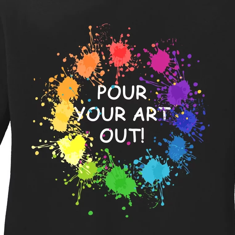 Acrylic Paint Pouring Artist Fluid Art Painter Color Wheel Ladies Long Sleeve Shirt