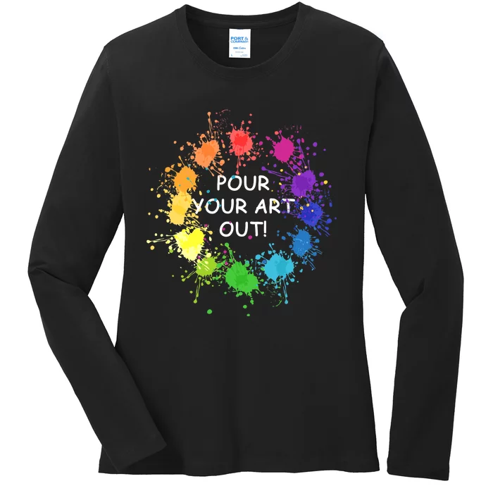 Acrylic Paint Pouring Artist Fluid Art Painter Color Wheel Ladies Long Sleeve Shirt