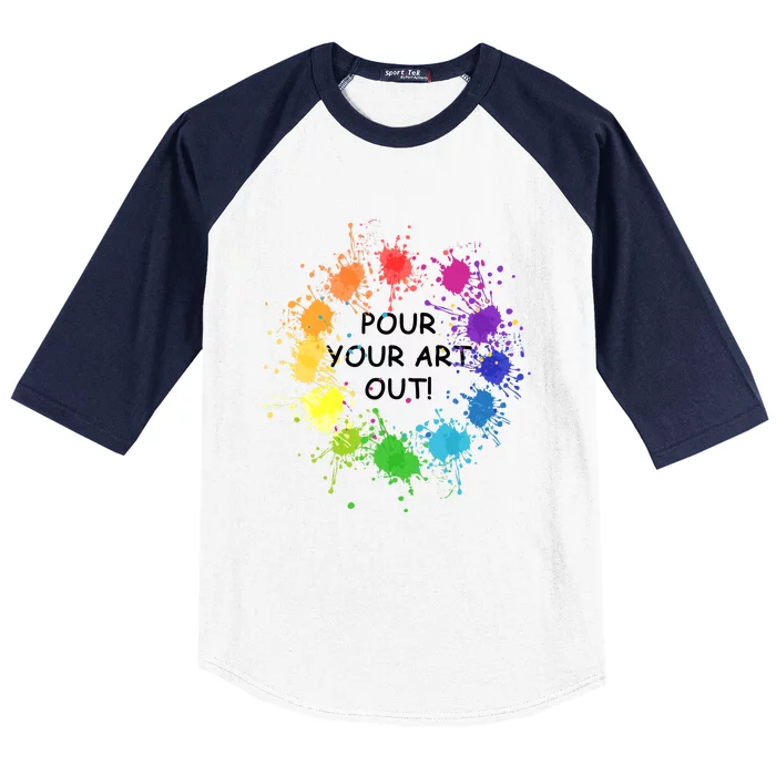 Acrylic Paint Pouring Artist Fluid Art Painter Color Wheel Baseball Sleeve Shirt