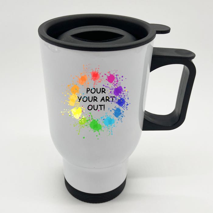 Acrylic Paint Pouring Artist Fluid Art Painter Color Wheel Front & Back Stainless Steel Travel Mug