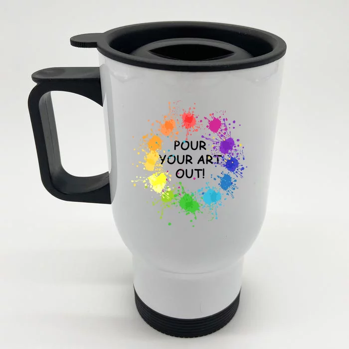 Acrylic Paint Pouring Artist Fluid Art Painter Color Wheel Front & Back Stainless Steel Travel Mug