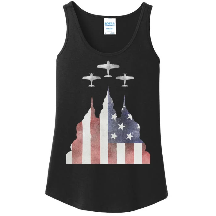 America Plane Patriotic Ladies Essential Tank