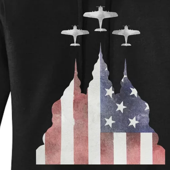 America Plane Patriotic Women's Pullover Hoodie