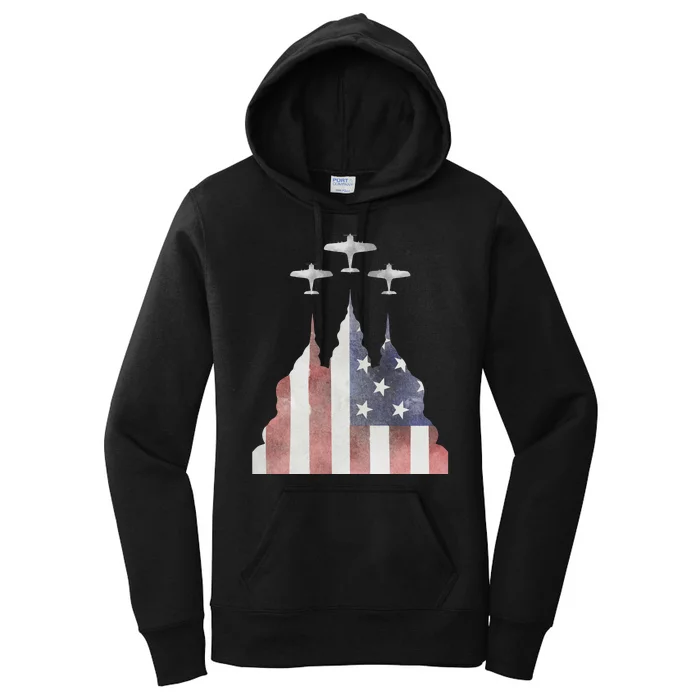 America Plane Patriotic Women's Pullover Hoodie