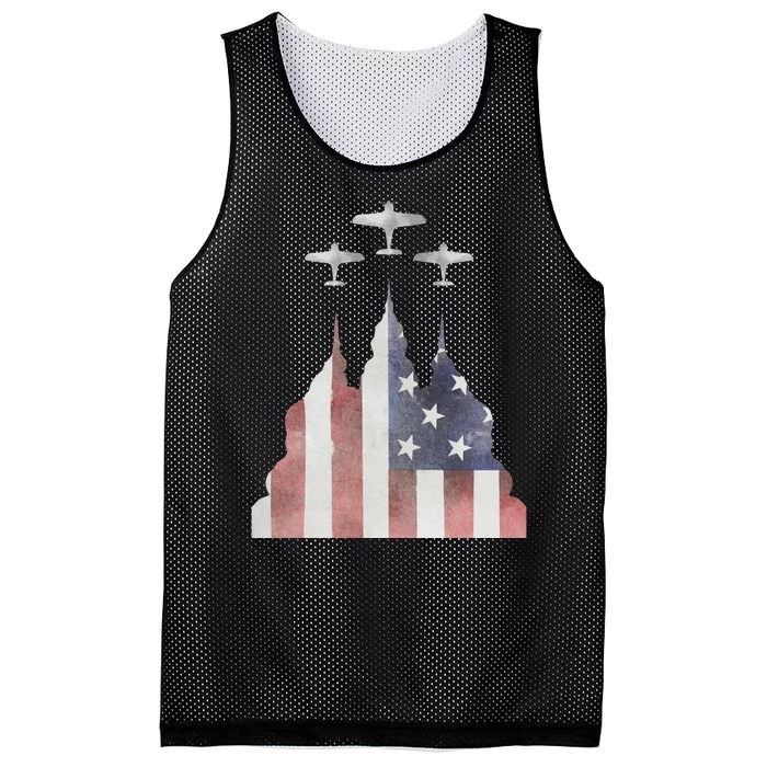 America Plane Patriotic Mesh Reversible Basketball Jersey Tank