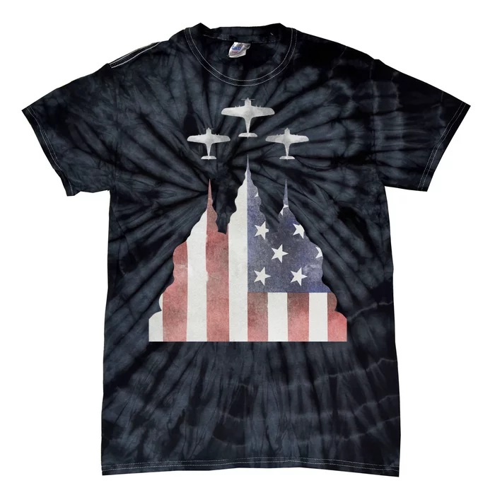 America Plane Patriotic Tie-Dye T-Shirt