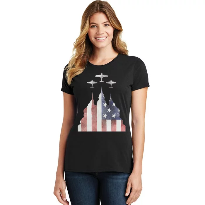 America Plane Patriotic Women's T-Shirt