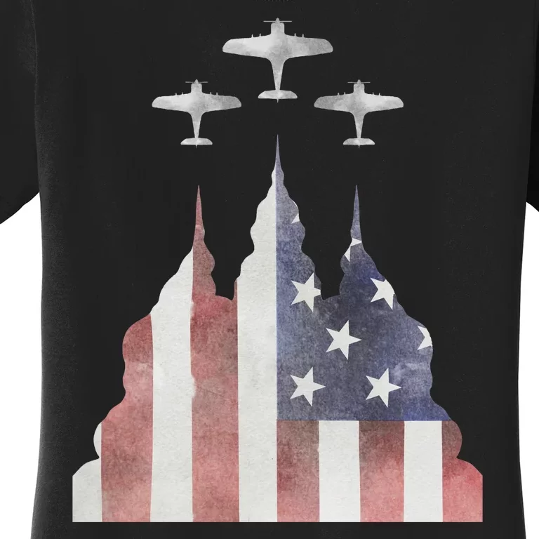 America Plane Patriotic Women's T-Shirt