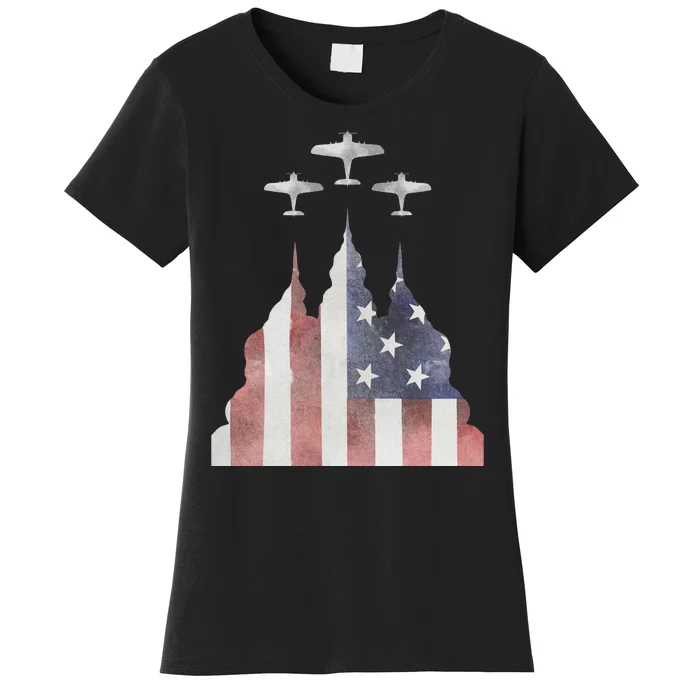 America Plane Patriotic Women's T-Shirt