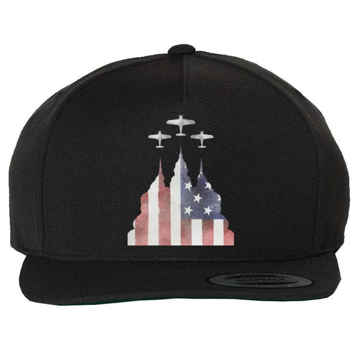 America Plane Patriotic Wool Snapback Cap