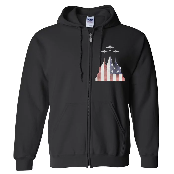 America Plane Patriotic Full Zip Hoodie