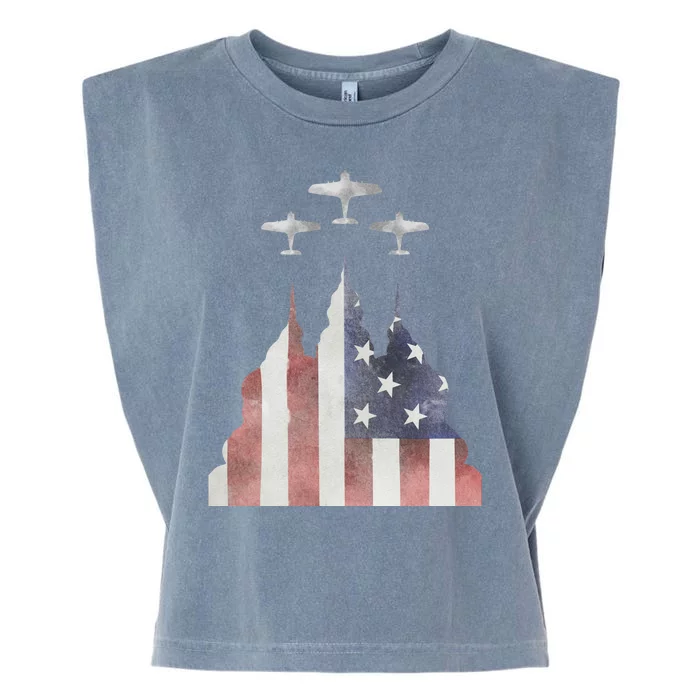 America Plane Patriotic Garment-Dyed Women's Muscle Tee