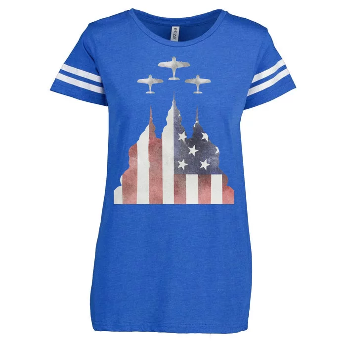 America Plane Patriotic Enza Ladies Jersey Football T-Shirt