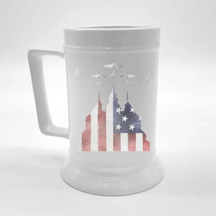 America Plane Patriotic Front & Back Beer Stein