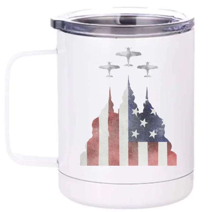 America Plane Patriotic Front & Back 12oz Stainless Steel Tumbler Cup