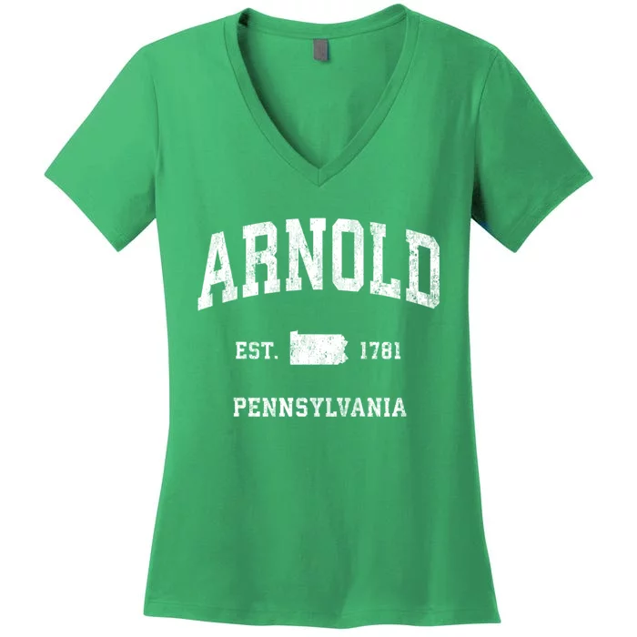 Arnold Pennsylvania Pa Vintage Athletic Sports Women's V-Neck T-Shirt