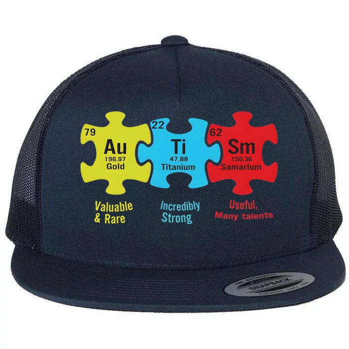 Autism Puzzle Piece Autism Awareness Month Flat Bill Trucker Hat