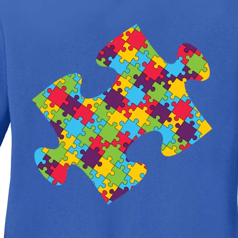 Autism Puzzle Piece Gift Ladies Long Sleeve Shirt