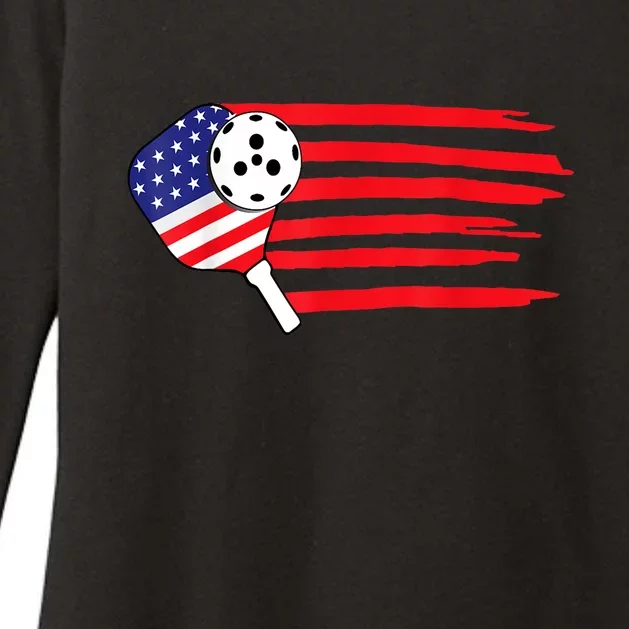 American Patriotic Pickleball Paddles Best Gift Pickleball Us Flag Womens CVC Long Sleeve Shirt