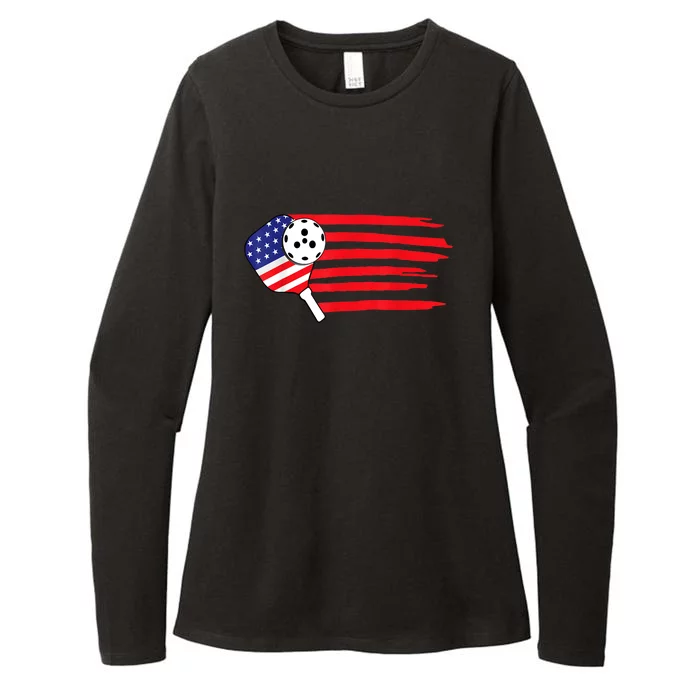 American Patriotic Pickleball Paddles Best Gift Pickleball Us Flag Womens CVC Long Sleeve Shirt