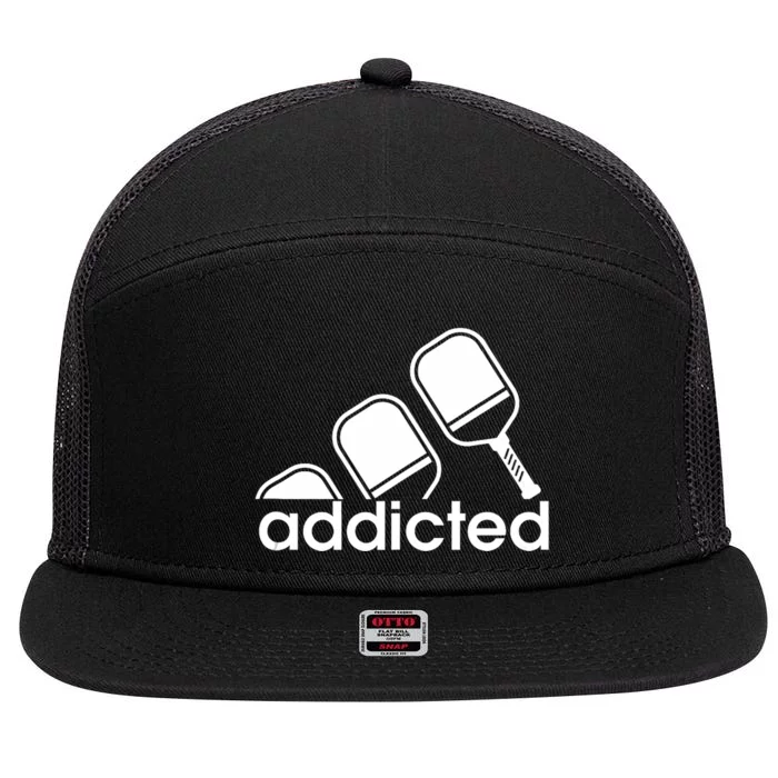 Addicted Pickleball Player 7 Panel Mesh Trucker Snapback Hat