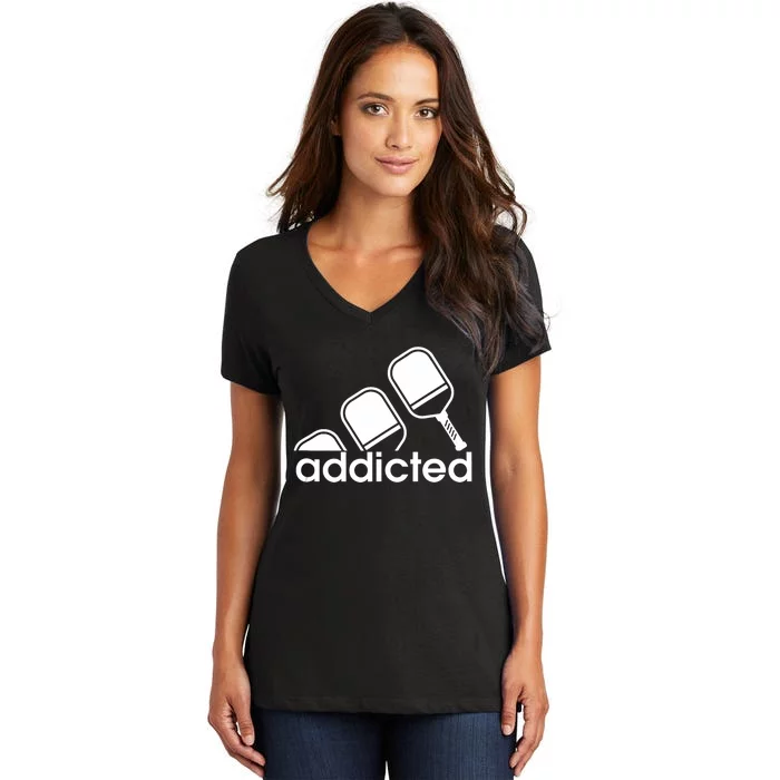 Addicted Pickleball Player Women's V-Neck T-Shirt