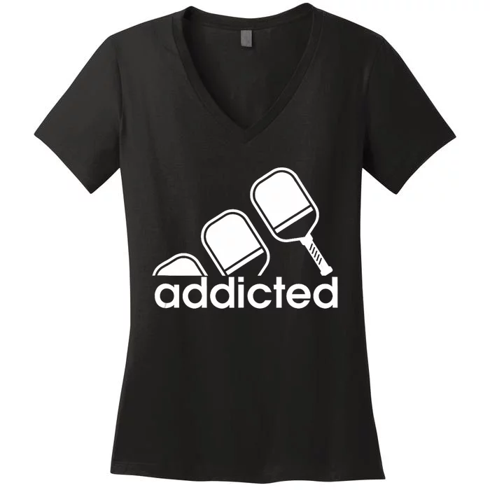 Addicted Pickleball Player Women's V-Neck T-Shirt