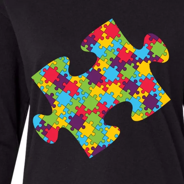 Autism Puzzle Piece Gift Womens Cotton Relaxed Long Sleeve T-Shirt