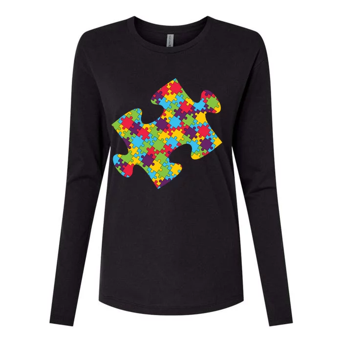 Autism Puzzle Piece Gift Womens Cotton Relaxed Long Sleeve T-Shirt