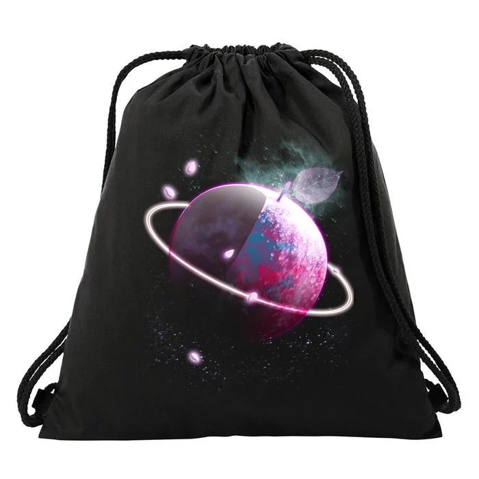 Apple Nebula Space Planet Drawstring Bag