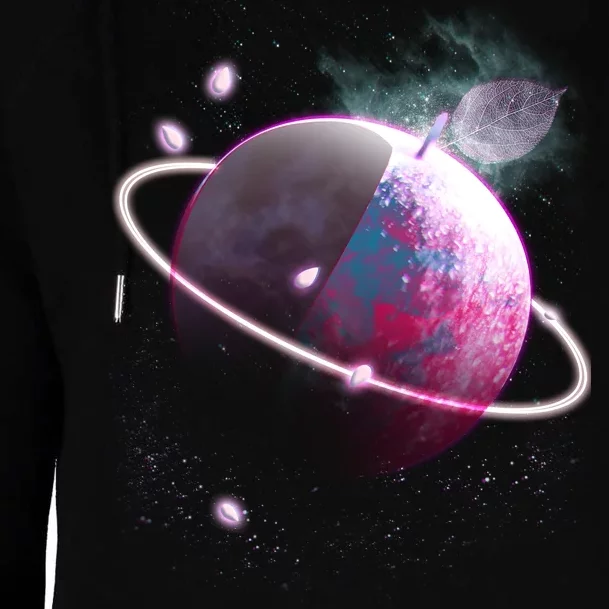 Apple Nebula Space Planet Womens Funnel Neck Pullover Hood