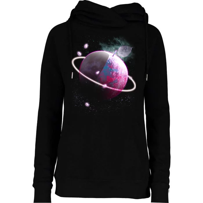 Apple Nebula Space Planet Womens Funnel Neck Pullover Hood