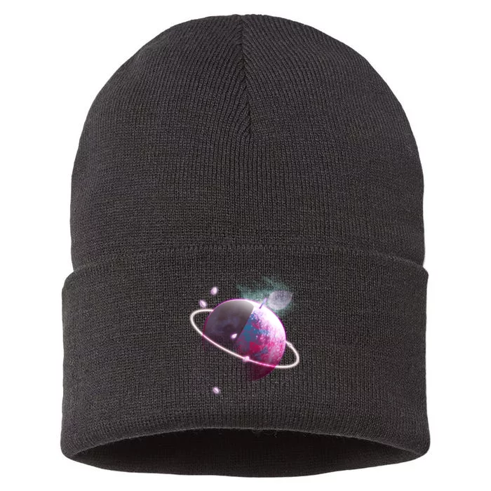 Apple Nebula Space Planet Sustainable Knit Beanie