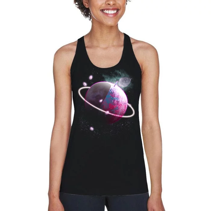 Apple Nebula Space Planet Women's Racerback Tank